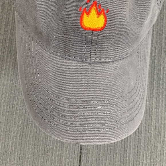 Fire Emoji Baseball Hat Unisex One Size Gray Strapback Cap North & Acrux - Picture 4 of 12